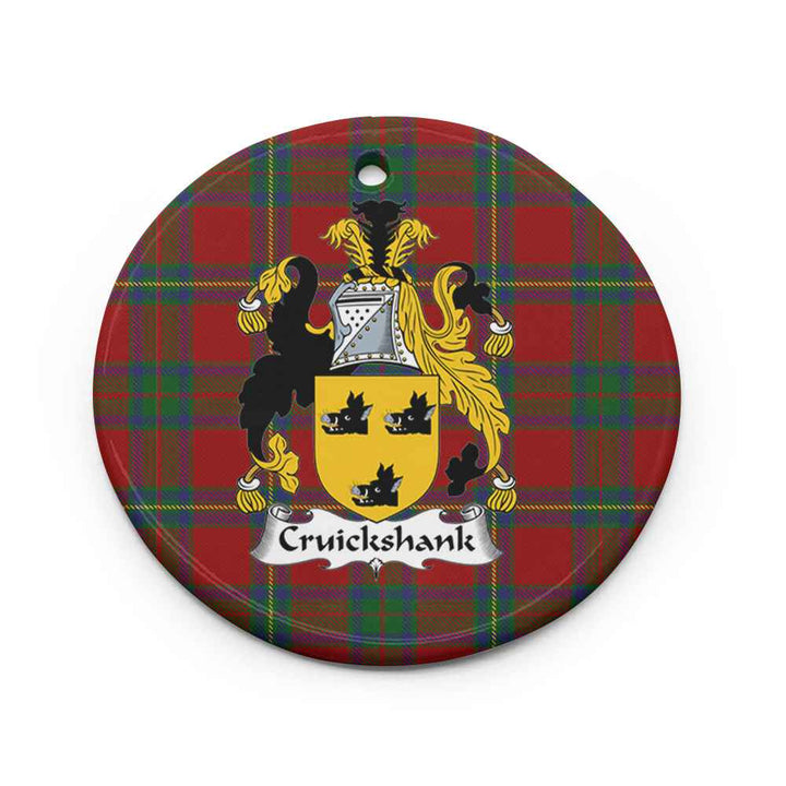 Scottish Cruikshank Clan Crest Tartan Ceramic Ornament Circle Shape Tartan Plaid