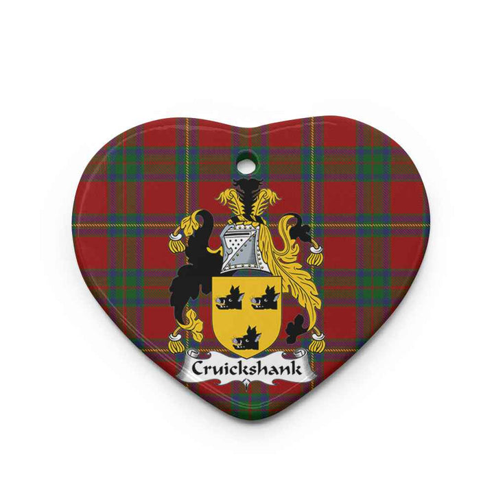 Scottish Cruikshank Clan Crest Tartan Ceramic Ornament Heart Shape Tartan Plaid