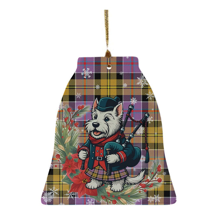 Scottish Culloden Ancient Clan Tartan Ceramic Ornament Cute Scottish Terrier Dog Bell Style Tartan Plaid