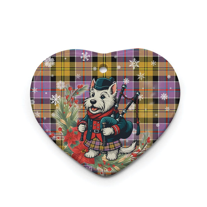 Scottish Culloden Ancient Clan Tartan Ceramic Ornament Cute Scottish Terrier Dog Heart Style Tartan Plaid