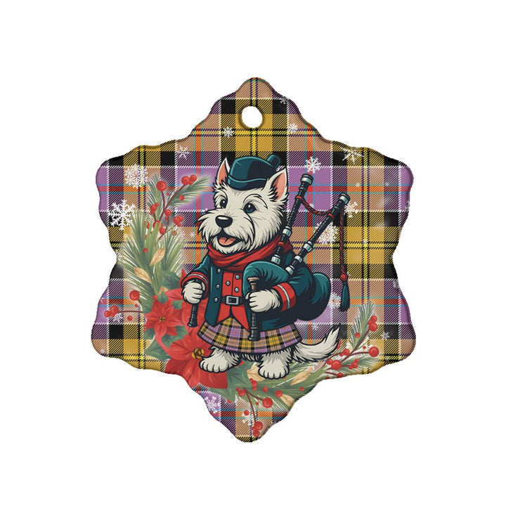 Scottish Culloden Ancient Clan Tartan Ceramic Ornament Cute Scottish Terrier Dog Snow Flake Style Tartan Plaid