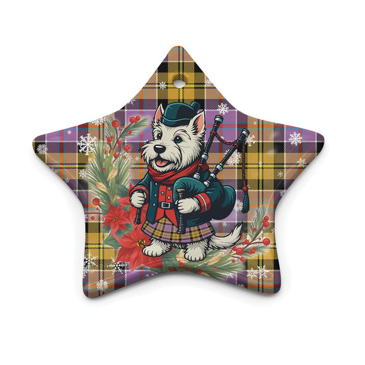 Scottish Culloden Ancient Clan Tartan Ceramic Ornament Cute Scottish Terrier Dog Star Style Tartan Plaid