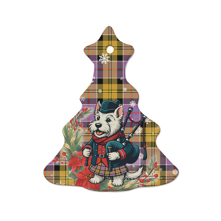 Scottish Culloden Ancient Clan Tartan Ceramic Ornament Cute Scottish Terrier Dog Tree Style Tartan Plaid