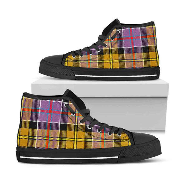 Scottish Culloden Ancient Clan Tartan High Top Shoes Black Sole Tartan Plaid
