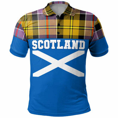 Scottish Culloden Ancient Clan Tartan Polo Shirt - Lion Rampant of Scotland With Flag Front Side Tartan Plaid