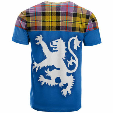 Scottish Culloden Ancient Clan Tartan T-Shirt - Lion Rampant of Scotland With Flag Back Side Tartan Plaid