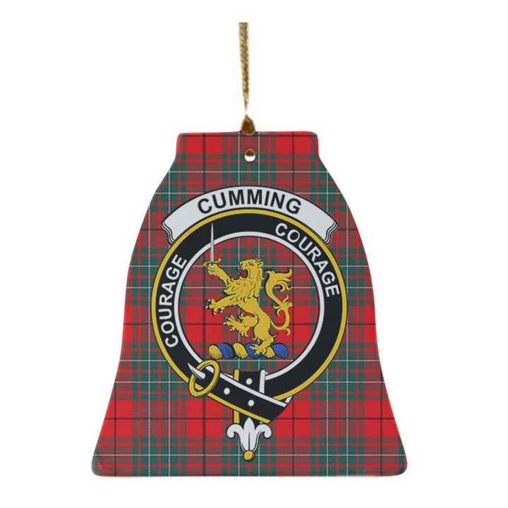 Scottish Cumming Clan Crest Tartan Ceramic Ornament Bell Shape Tartan Plaid
