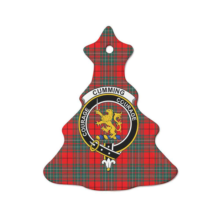 Scottish Cumming Clan Crest Tartan Ceramic Ornament Tree Shape Tartan Plaid