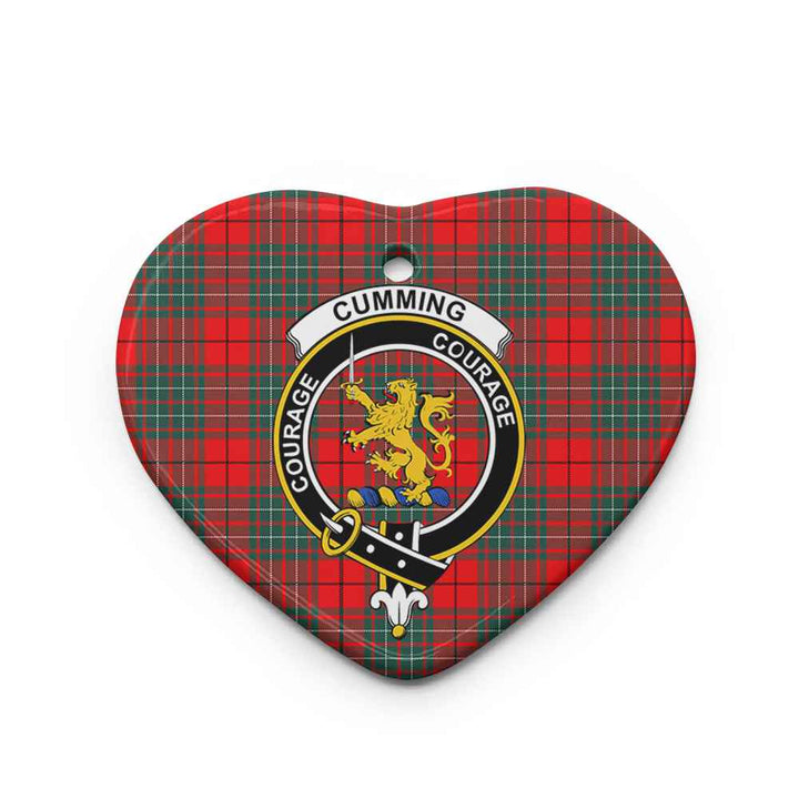 Scottish Cumming Clan Crest Tartan Ceramic Ornament Heart Shape Tartan Plaid
