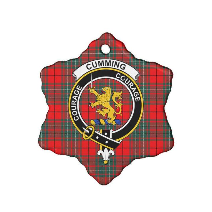 Scottish Cumming Clan Crest Tartan Ceramic Ornament Snow Flake Shape Tartan Plaid