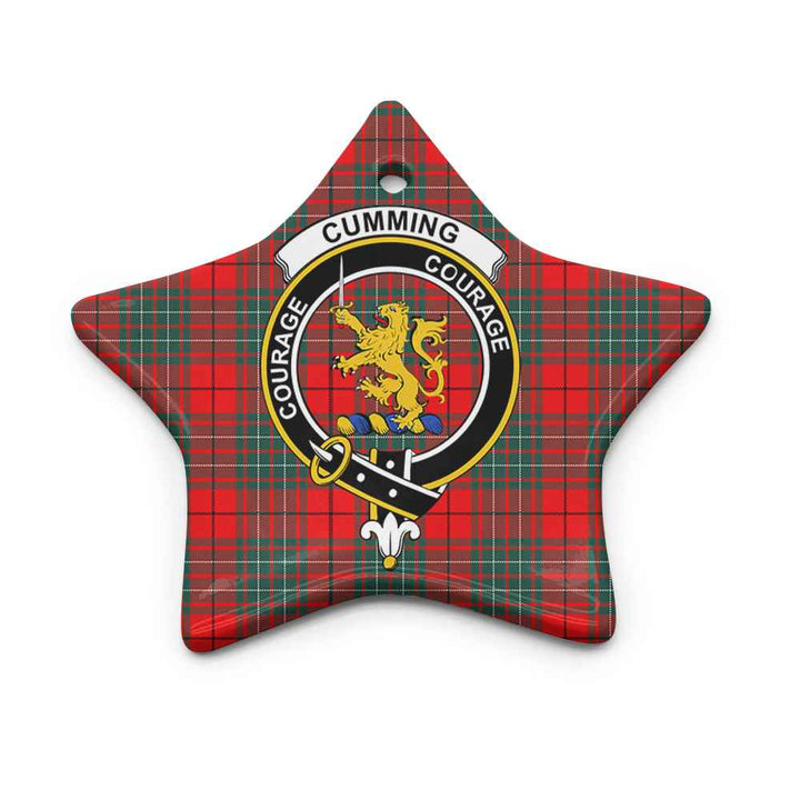 Scottish Cumming Clan Crest Tartan Ceramic Ornament Star Shape Tartan Plaid