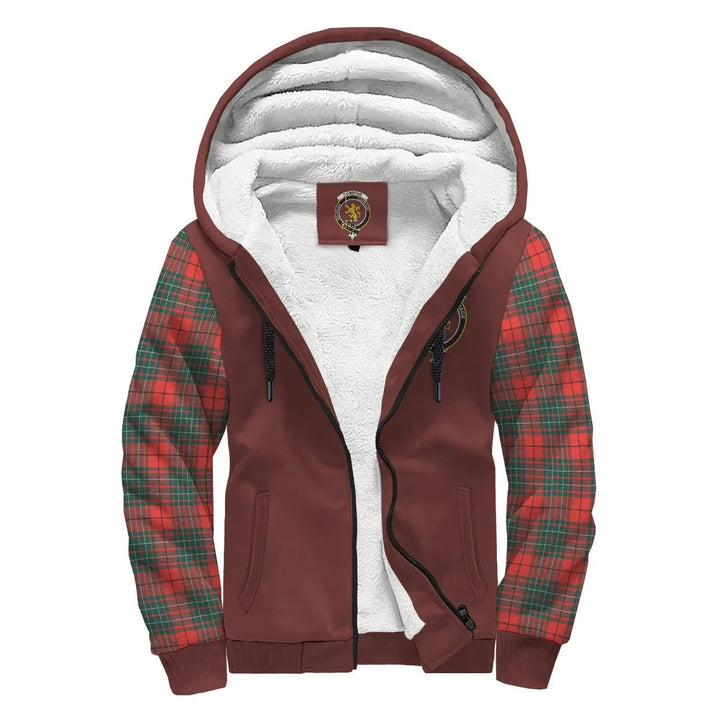 Scottish Cumming Clan Crest Tartan Plaid Sleeve Sherpa Hoodie