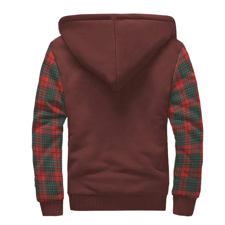Scottish Cumming Clan Crest Tartan Plaid Sleeve Sherpa Hoodie