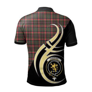 Scottish Cumming Hunting Modern Clan Crest Tartan Polo Shirt Believe in Me Back Side Tartan Plaid