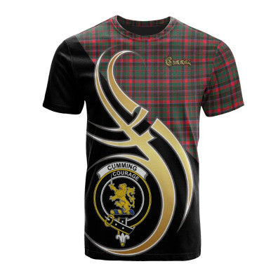 Scottish Cumming Hunting Modern Clan Crest Tartan T-Shirt Believe in Me Front Side Tartan Plaid