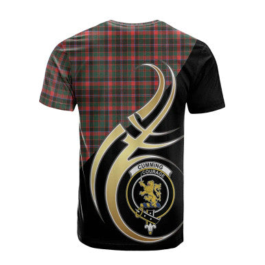 Scottish Cumming Hunting Modern Clan Crest Tartan T-Shirt Believe in Me Back Side Tartan Plaid