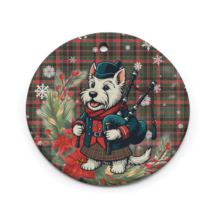 Scottish Cumming Hunting Modern Clan Tartan Ceramic Ornament Cute Scottish Terrier Dog Circle Style Tartan Plaid