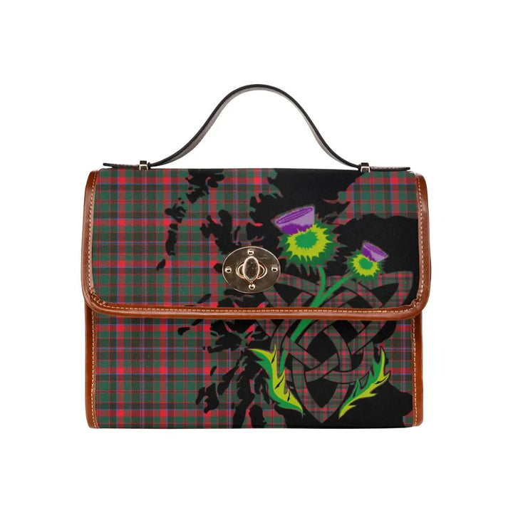 Scottish Cumming Hunting Modern Clan Tartan Waterproof Canvas Bag With Thistle Tartan Plaid 1