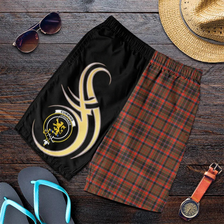 Scottish Cumming Hunting Weathered Clan Crest Tartan Believe in Me Men's Shorts