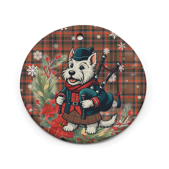 Scottish Cumming Hunting Weathered Clan Tartan Ceramic Ornament Cute Scottish Terrier Dog Circle Style Tartan Plaid