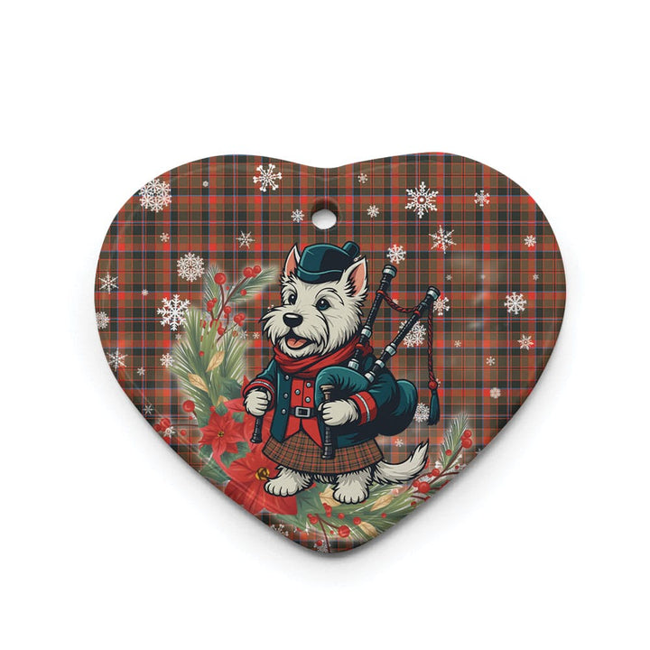 Scottish Cumming Hunting Weathered Clan Tartan Ceramic Ornament Cute Scottish Terrier Dog Heart Style Tartan Plaid