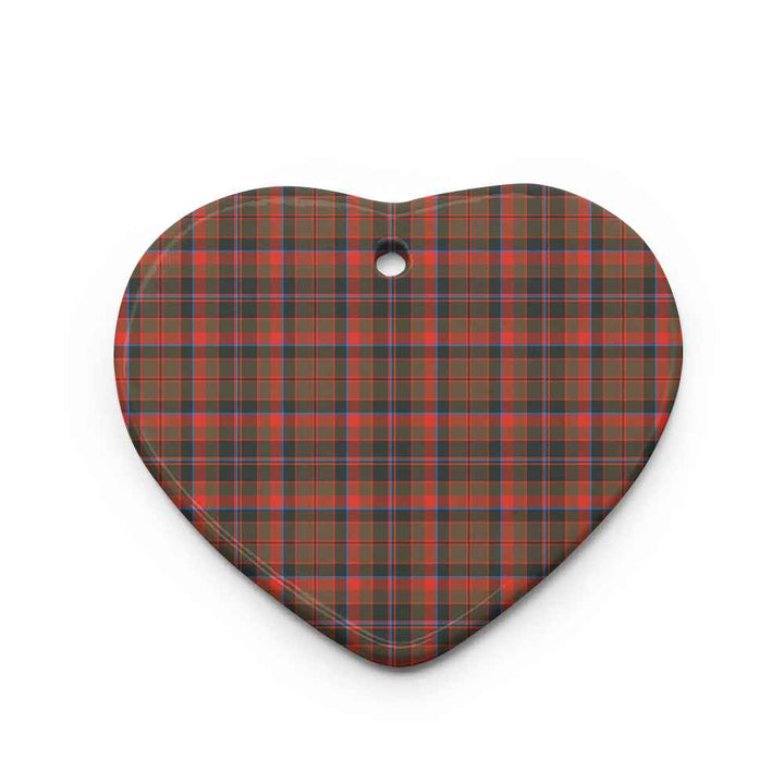 Scottish Cumming Hunting Weathered Clan Tartan Ceramic Ornament Heart Shape Tartan Plaid
