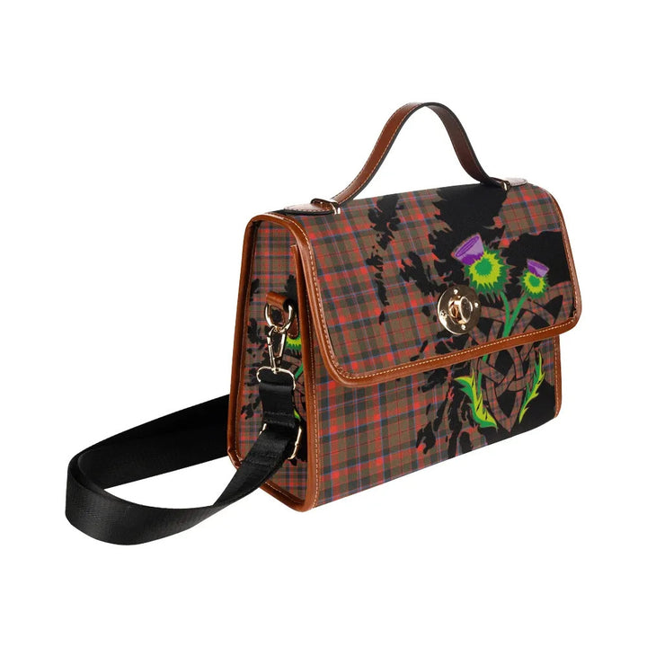Scottish Cumming Hunting Weathered Clan Tartan Waterproof Canvas Bag With Thistle Tartan Plaid 3