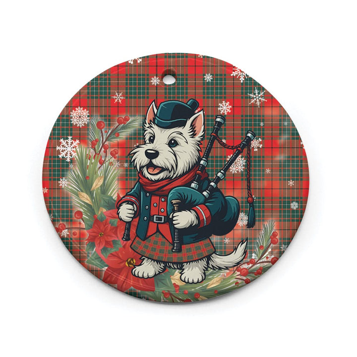 Scottish Cumming Modern Clan Tartan Ceramic Ornament Cute Scottish Terrier Dog Circle Style Tartan Plaid