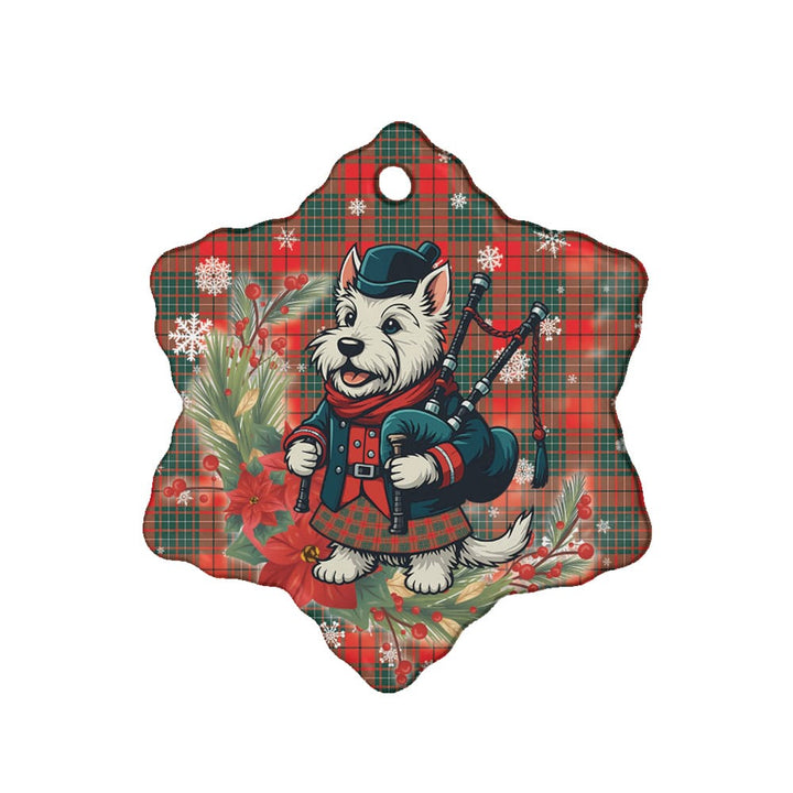 Scottish Cumming Modern Clan Tartan Ceramic Ornament Cute Scottish Terrier Dog Snow Flake Style Tartan Plaid