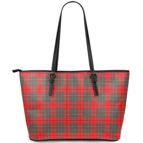 Scottish Cumming Modern Clan Tartan Leather Tote Tartan Plaid