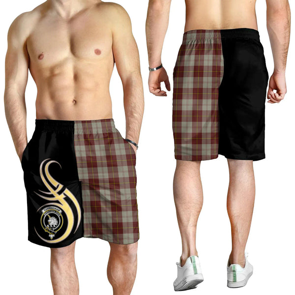 Scottish Cunningham Burgundy Dancers Clan Crest Tartan Believe in Me Men's Shorts