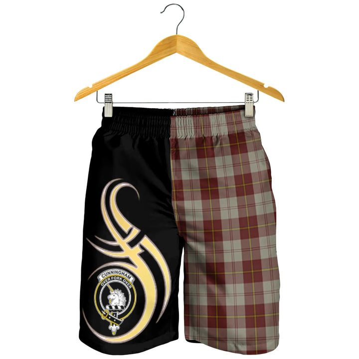 Scottish Cunningham Burgundy Dancers Clan Crest Tartan Believe in Me Men's Shorts