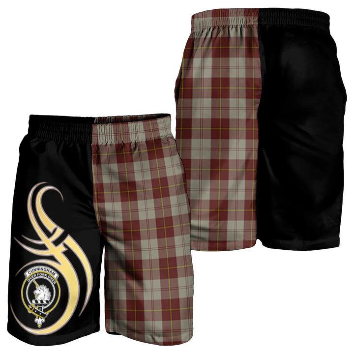 Scottish Cunningham Burgundy Dancers Clan Crest Tartan Believe in Me Men's Shorts