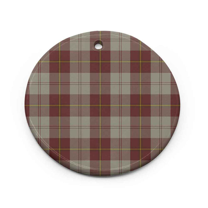 Scottish Cunningham Burgundy Dancers Clan Tartan Ceramic Ornament Circle Shape Tartan Plaid