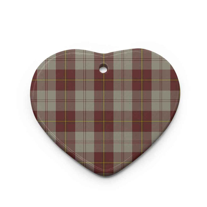 Scottish Cunningham Burgundy Dancers Clan Tartan Ceramic Ornament Heart Shape Tartan Plaid