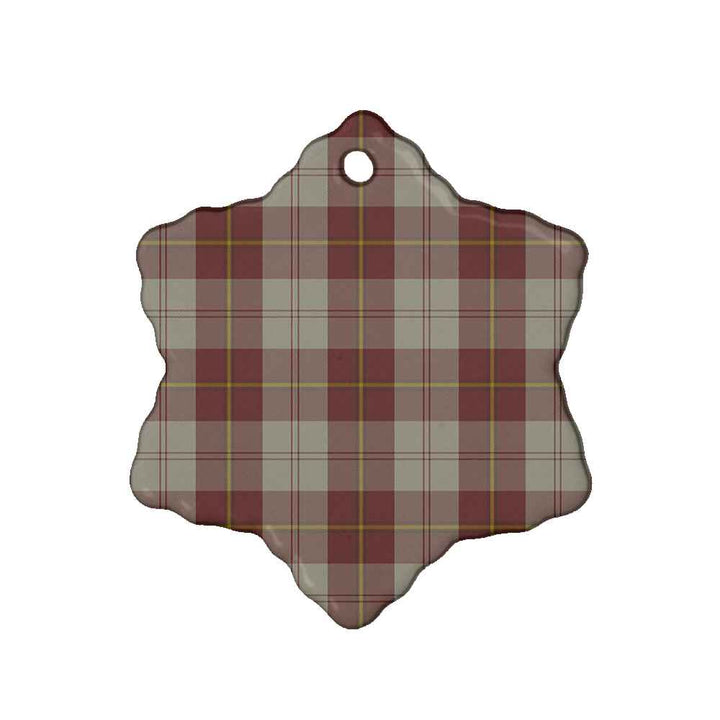 Scottish Cunningham Burgundy Dancers Clan Tartan Ceramic Ornament Snow Flake Shape Tartan Plaid