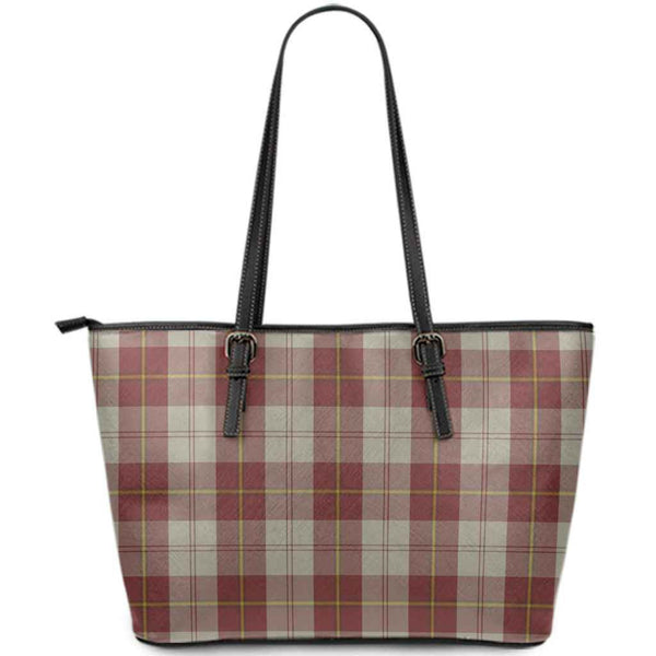 Scottish Cunningham Burgundy Dancers Clan Tartan Leather Tote Tartan Plaid