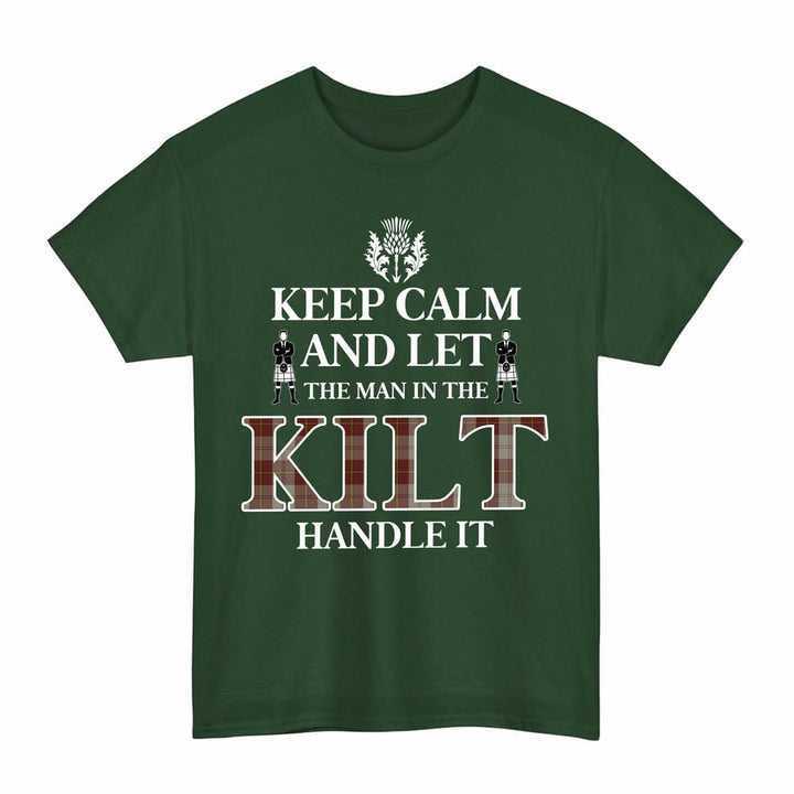 Scottish Cunningham Burgundy Dancers Clan Tartan T-Shirt - Keep Calm Tartan Plaid Forest Green Color