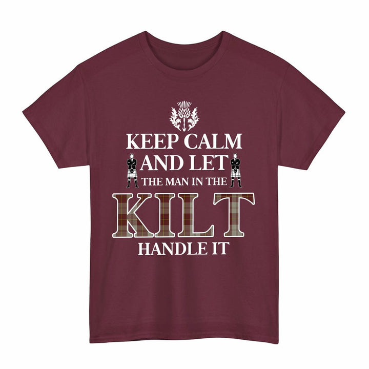 Scottish Cunningham Burgundy Dancers Clan Tartan T-Shirt - Keep Calm Tartan Plaid Maroon Color