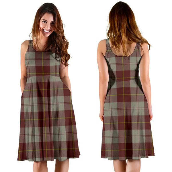 Scottish Cunningham Burgundy Dancers Clan Tartan Women Midi Dress