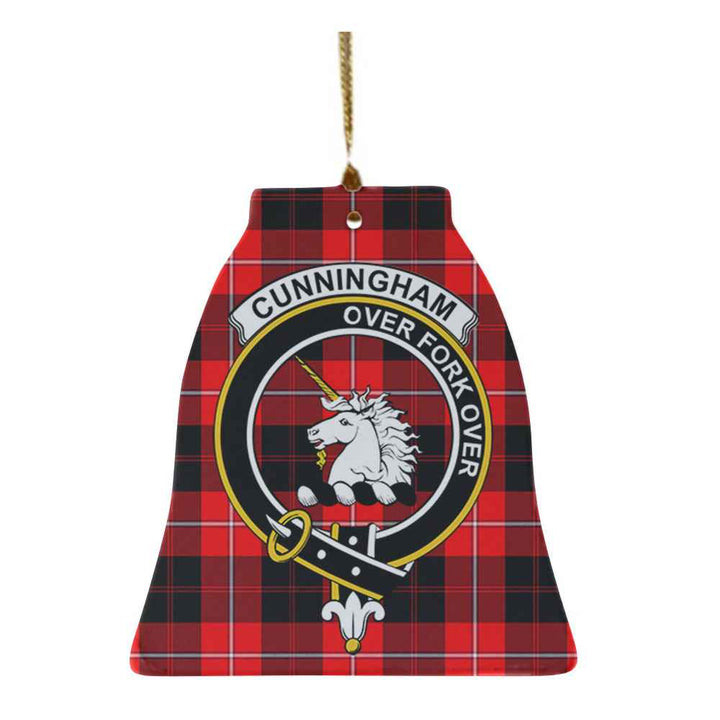 Scottish Cunningham Clan Crest Tartan Ceramic Ornament Bell Shape Tartan Plaid