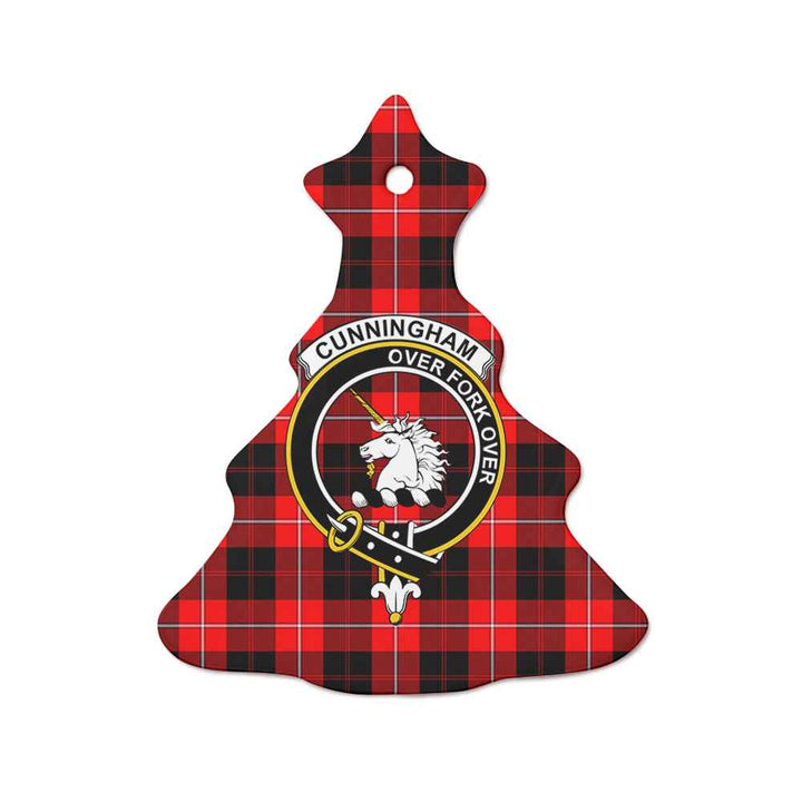 Scottish Cunningham Clan Crest Tartan Ceramic Ornament Tree Shape Tartan Plaid