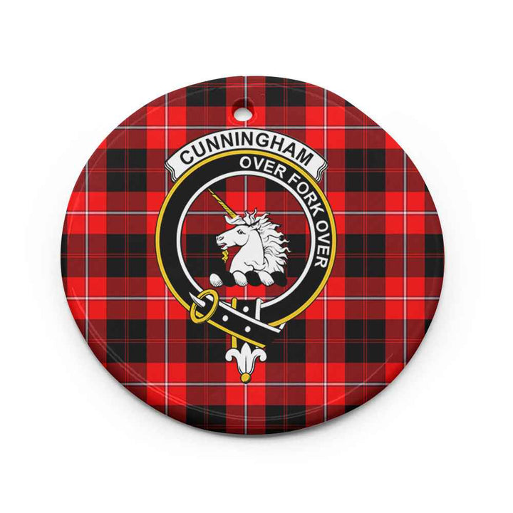 Scottish Cunningham Clan Crest Tartan Ceramic Ornament Circle Shape Tartan Plaid
