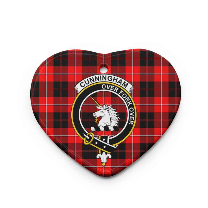 Scottish Cunningham Clan Crest Tartan Ceramic Ornament Heart Shape Tartan Plaid