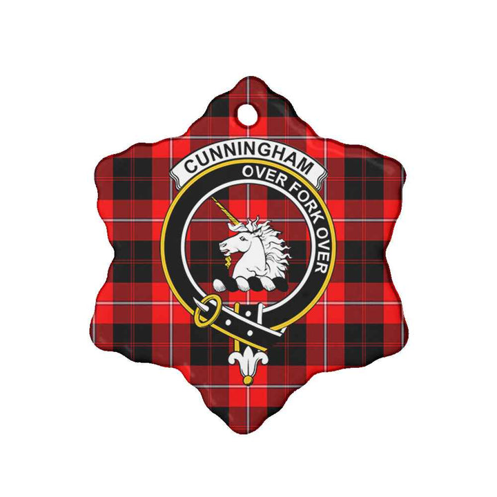 Scottish Cunningham Clan Crest Tartan Ceramic Ornament Snow Flake Shape Tartan Plaid