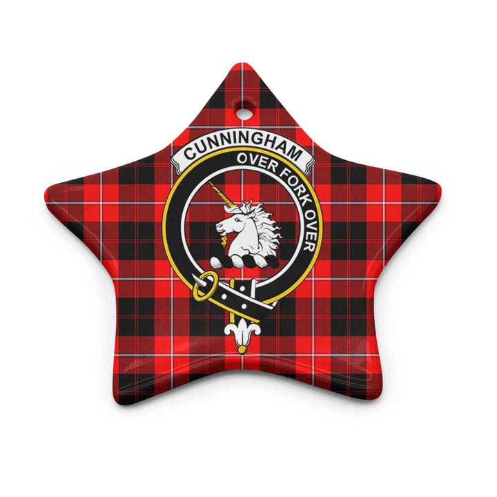 Scottish Cunningham Clan Crest Tartan Ceramic Ornament Star Shape Tartan Plaid