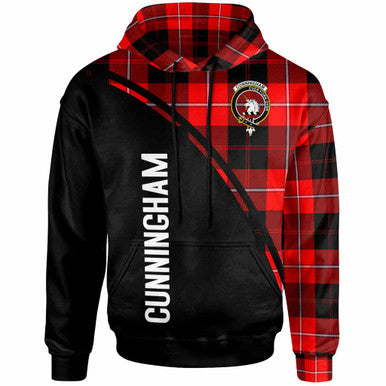 Scottish Cunningham Clan Crest Tartan Curve Hoodie Front Side Tartan Plaid