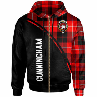 Scottish Cunningham Clan Crest Tartan Curve Hoodie Zip-up Tartan Plaid