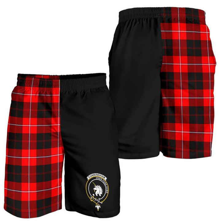 Scottish Cunningham Clan Crest Tartan Half of Me Men's Shorts