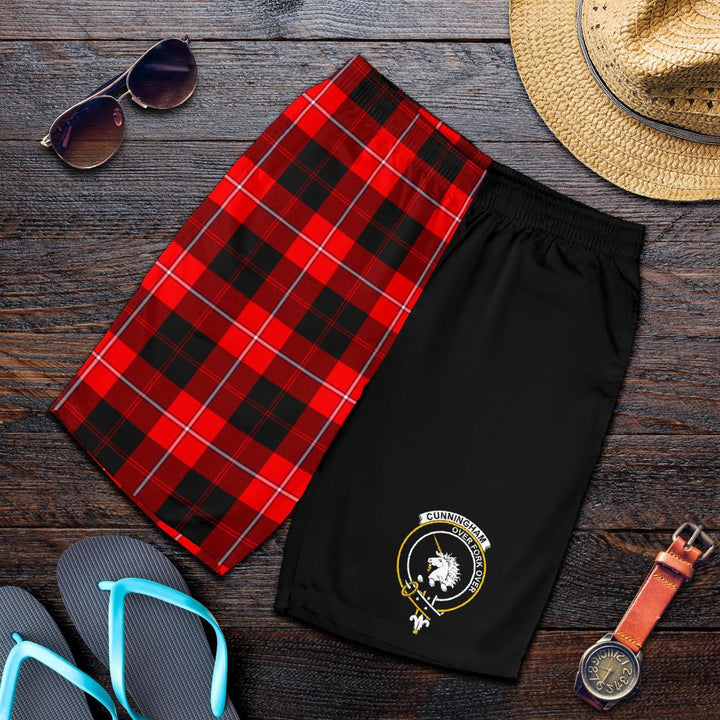 Scottish Cunningham Clan Crest Tartan Half of Me Men's Shorts